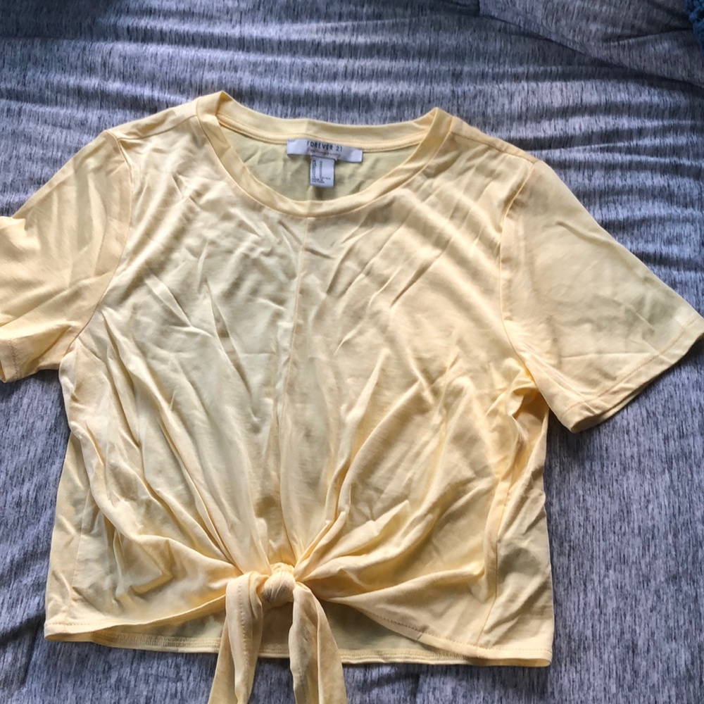NWOT forever 21 yellow tie t-shirt